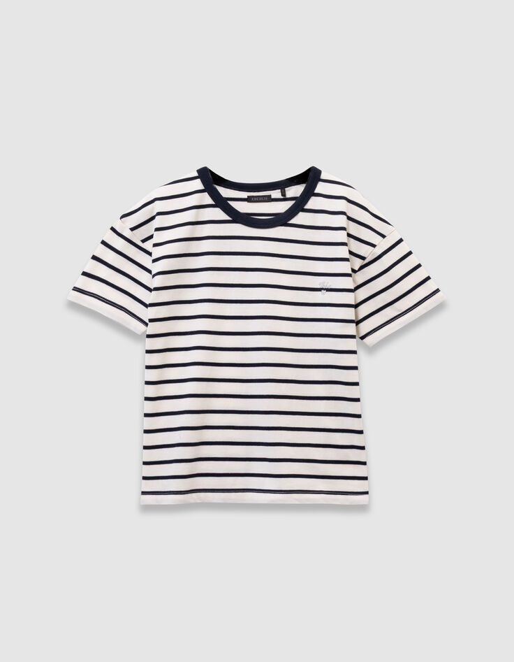 Camiseta marinera algodón rayas azul marino niña-1 Camiseta marinera algodón rayas azul marino niña-1