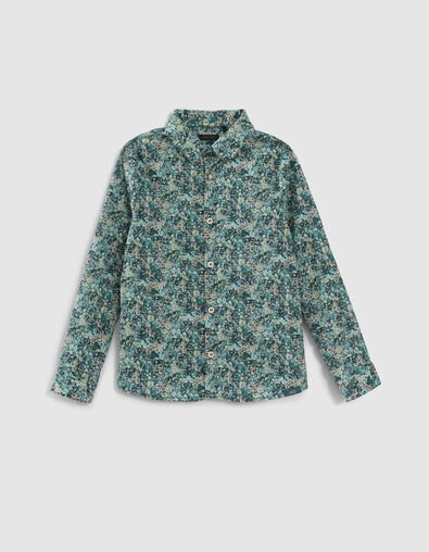 Boys’ turquoise flowery Liberty fabric shirt - IKKS