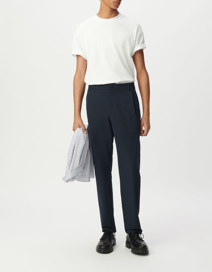 Men&rsquo;s navy seersucker JOGGER trousers-7
