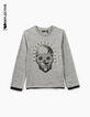 Boys’ medium grey Halloween skull T-shirt -4