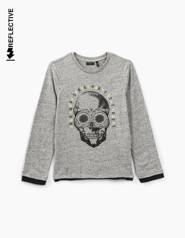 Boys’ medium grey Halloween skull T-shirt -4