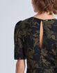 Lange zwarte jurk lelieprint Dames-2