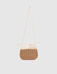 Beige handtas raffia-effect en kant meisjes-5