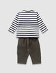 Baby boys’ striped T-shirt and trousers outfit-3