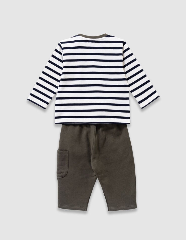Baby boys’ striped T-shirt and trousers outfit-3 Baby boys’ striped T-shirt and trousers outfit-3