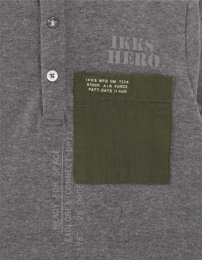Boys’ grey polo shirt with pocket - IKKS