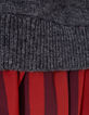 Vestido bimaterial jersey gris rayas rojas niña-9