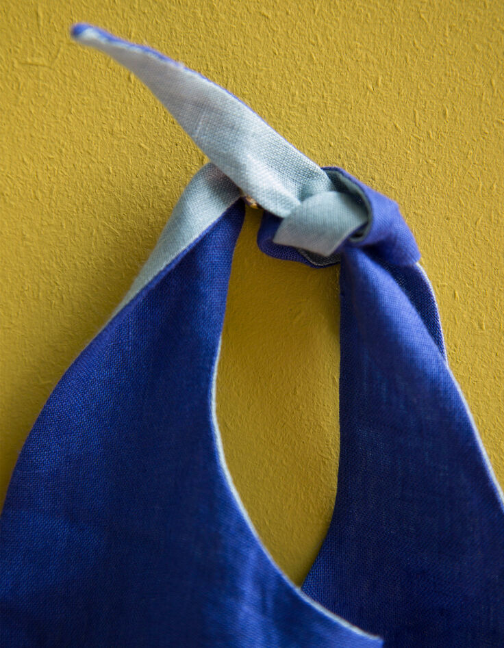 Babero azul claro y oscuro lino lavado GABRIELLE PARIS-2