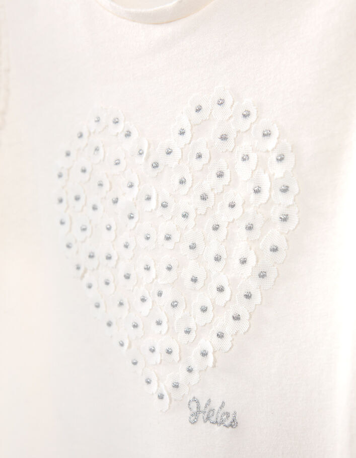 Ecru T-shirt versiering bloemen in hartvorm meisjes - IKKS