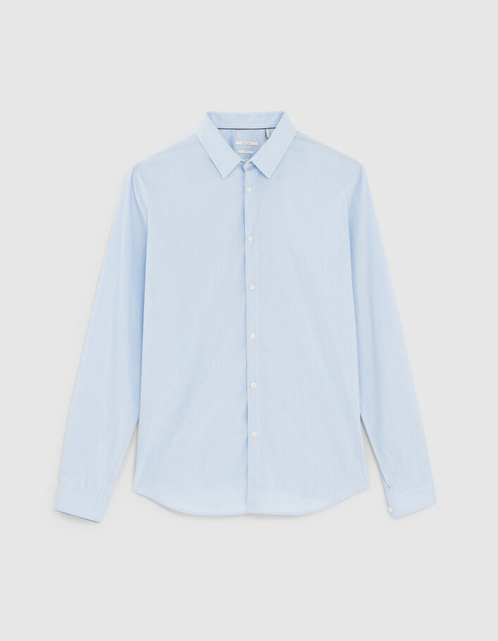 Himmelblaues SLIM-Herrenhemd mit feinen Streifen-5