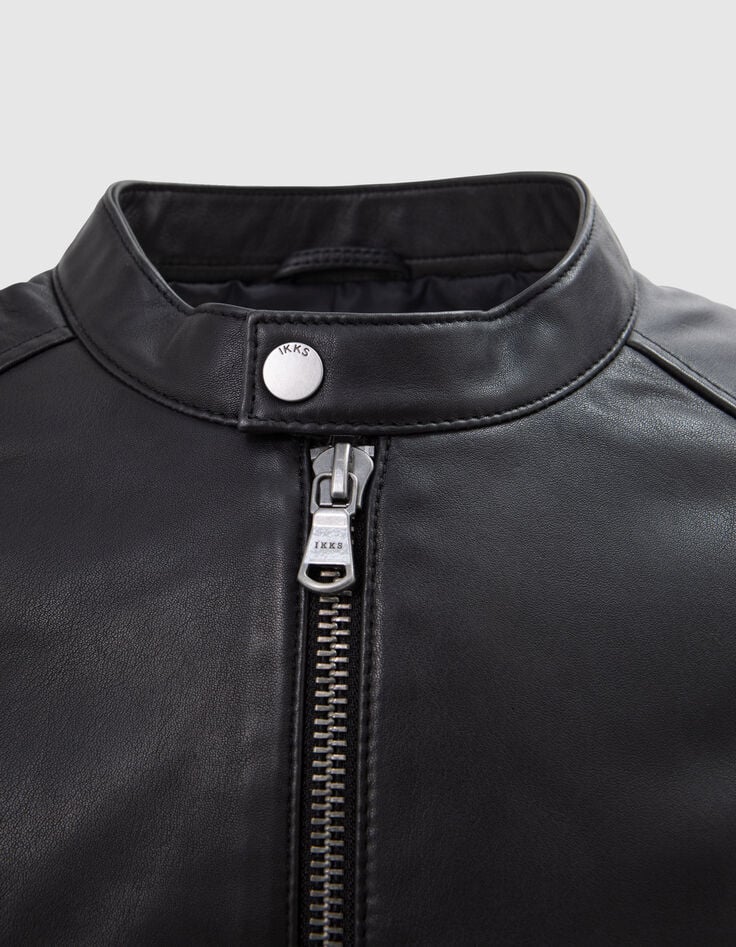 Men's black leather jacket-7