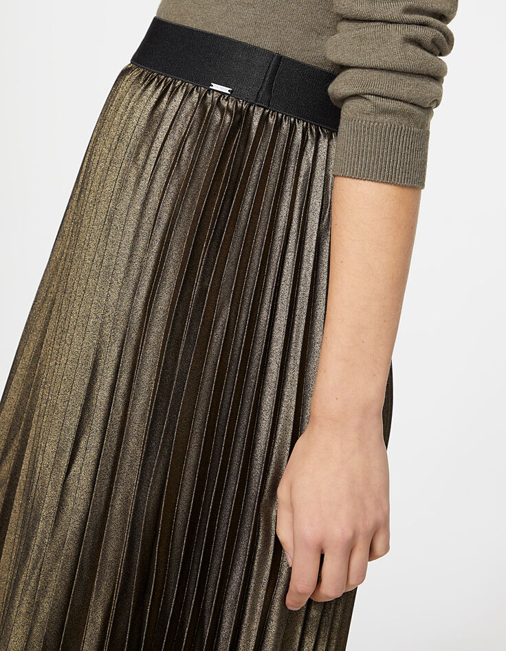 Midi-Damenplisseerock mit Metallic-Finish-5