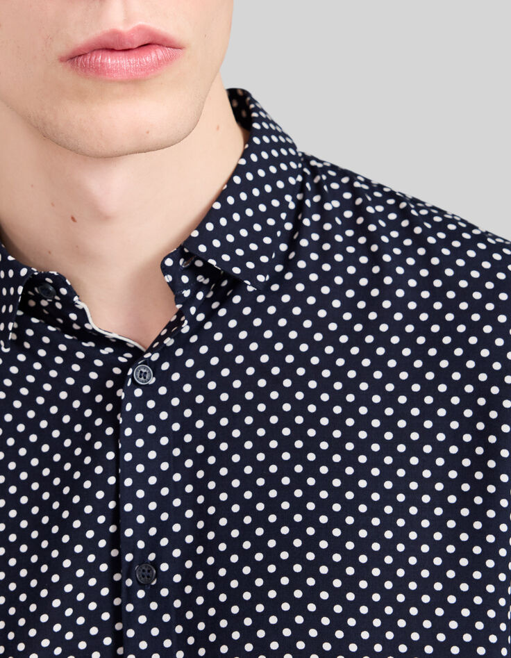 Camisa SLIM azul marino LENZING™ ECOVERO™ lunares hombre-4