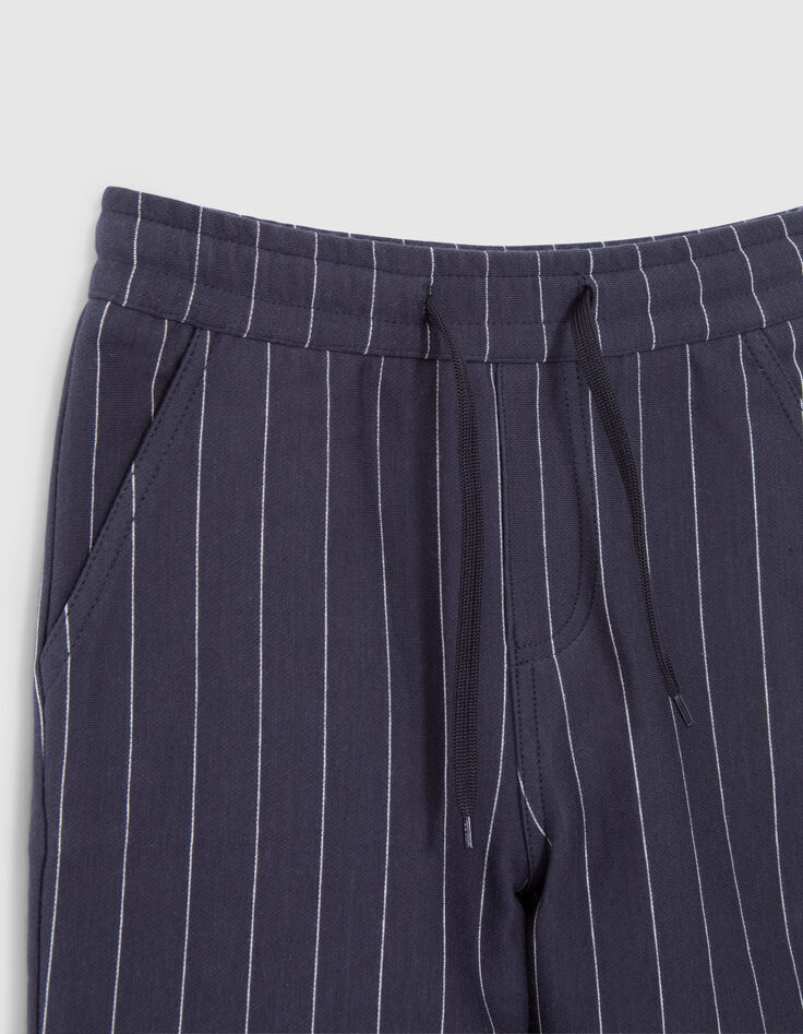 Boys' navy knit pinstriped Bermuda shorts-3