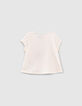 Ecru bio-T-shirt opdruk glitterslippers babymeisjes -3