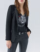 Women’s black winged helmet and slogan T-shirt -4