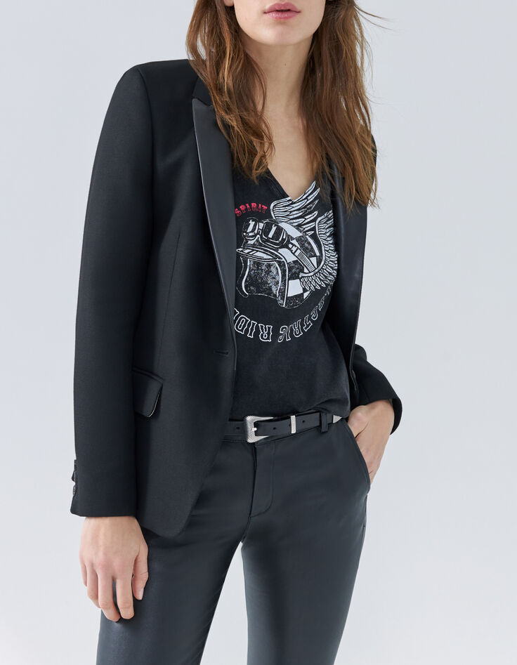 Women’s black winged helmet and slogan T-shirt -4