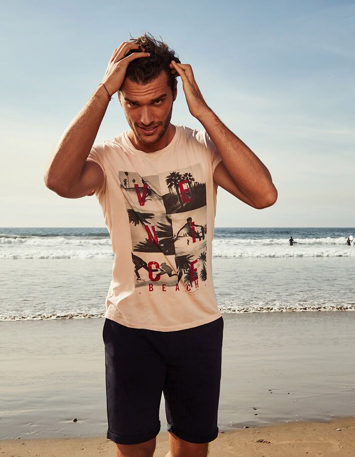 Tee-shirt rose pâle à photos Venice Beach Homme - IKKS