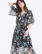 Langes Kleid mit Tropical-Garden-Print in Metallic-Garn auf schwarzem Grund-3
