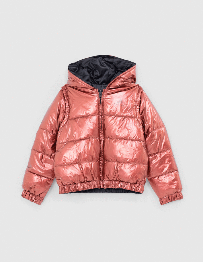 Girls’ navy and metallic red padded jacket-1