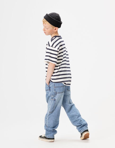 Jean baggy bleu poche charpentier garçon - IKKS