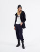 Manteau caban en drap de laine marine double col femme-7