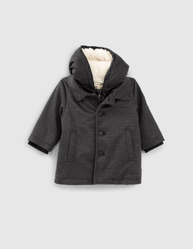 Baby boys’ grey check coat with facing - IKKS