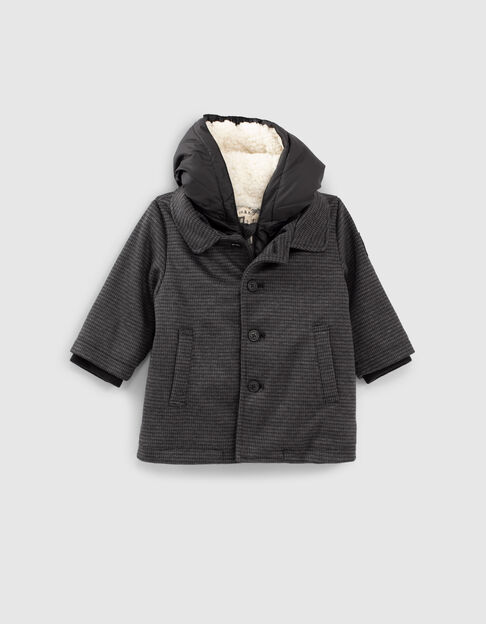 Baby boys’ grey check coat with facing - IKKS