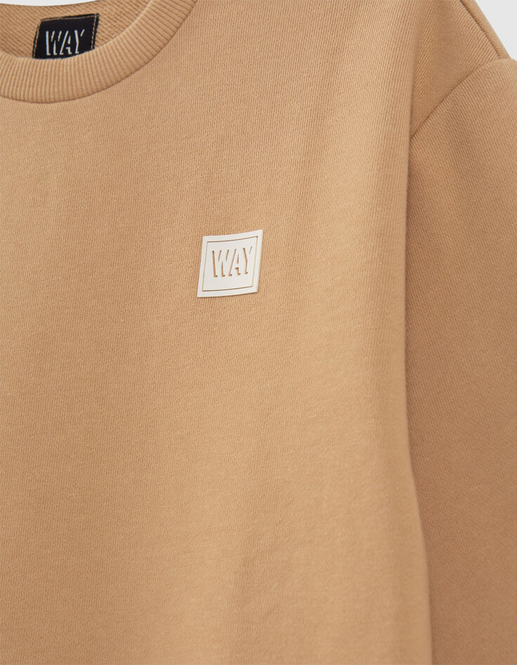 Sudadera beige felpa mensaje relieve espalda niño-5