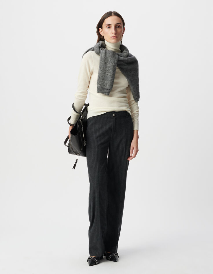 Gebreide dames trui in ecru visgraatmotief-2