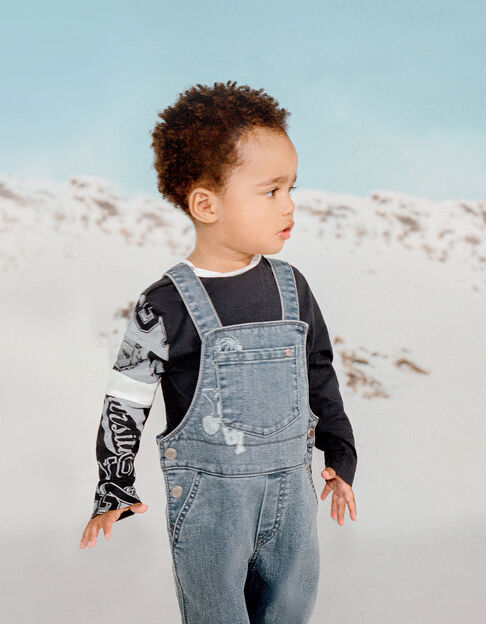 Set jeanstuinbroek en T-shirt babyjongens