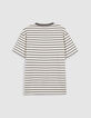Camiseta gris a rayas de manga corta para hombre-7
