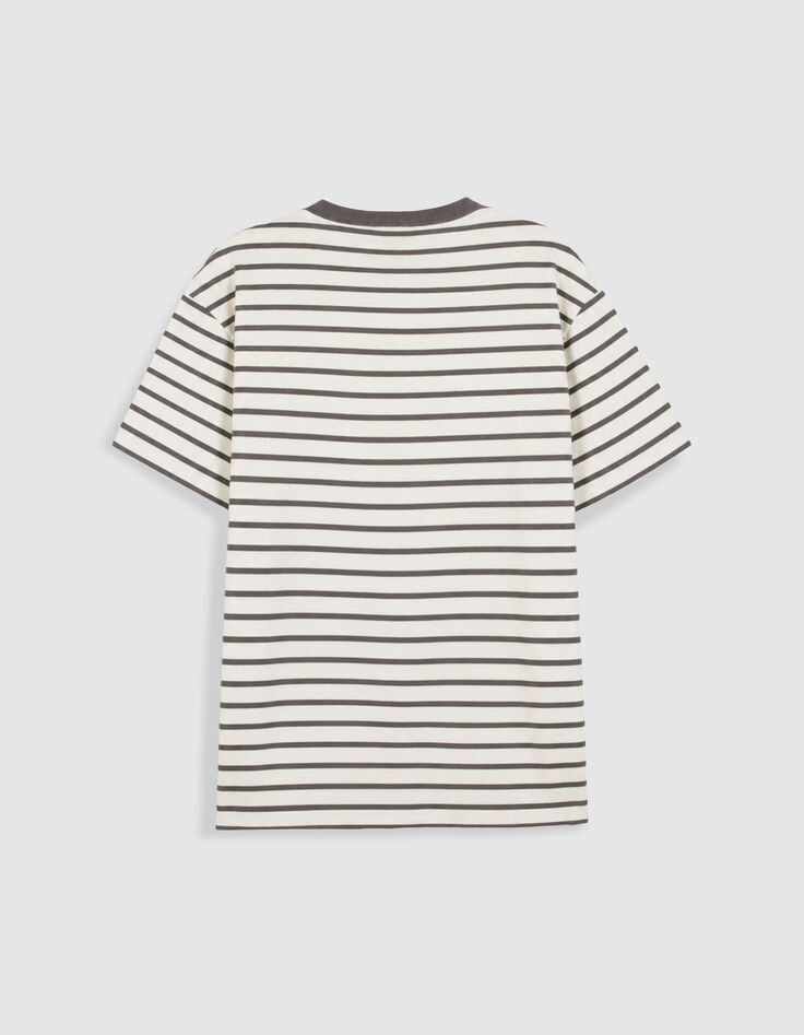 Camiseta gris a rayas de manga corta para hombre-7