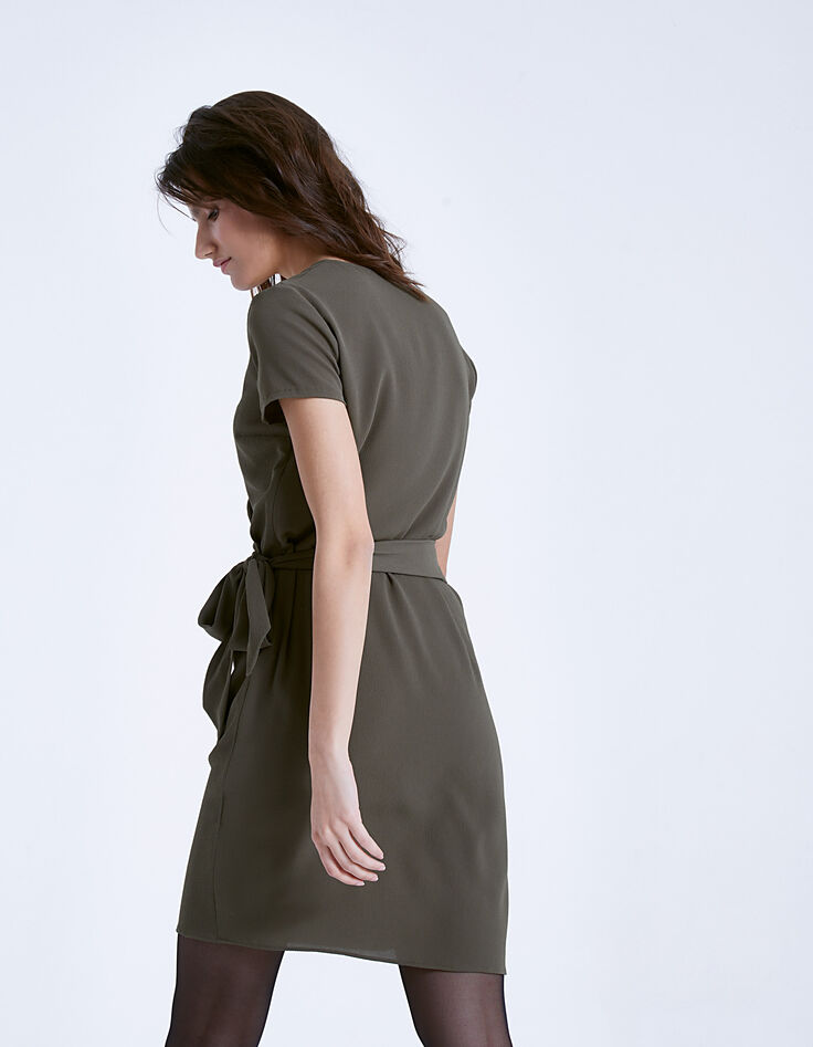 Robe kaki nœud taille-2