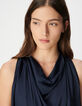 Women's satin navy sleeveless top-5