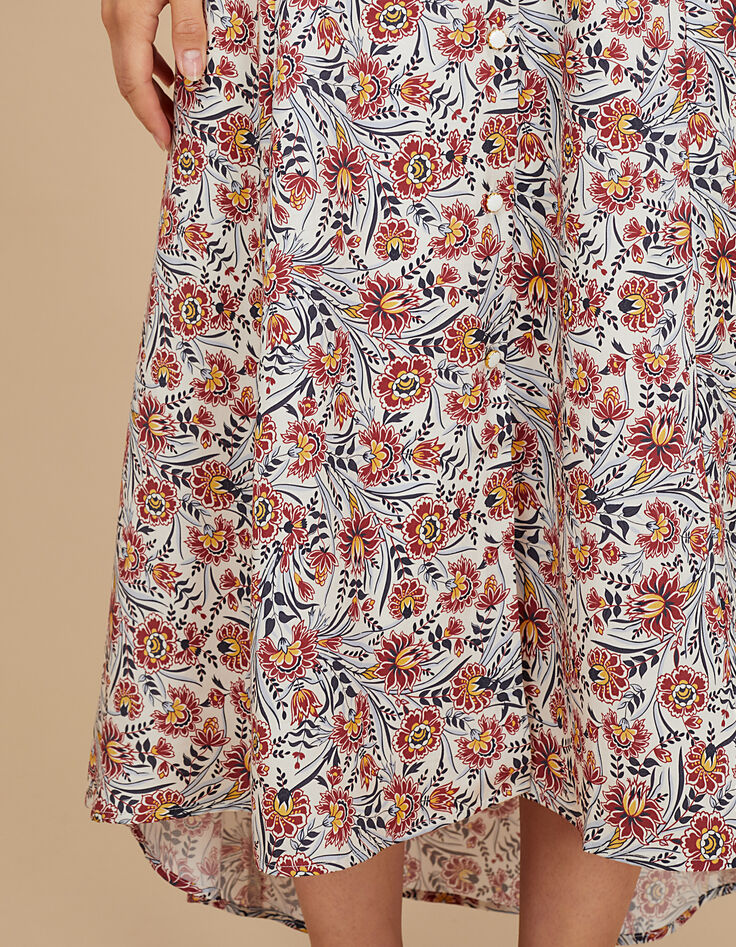 Lange gebroken witte rok bloemenprint I.Code-5