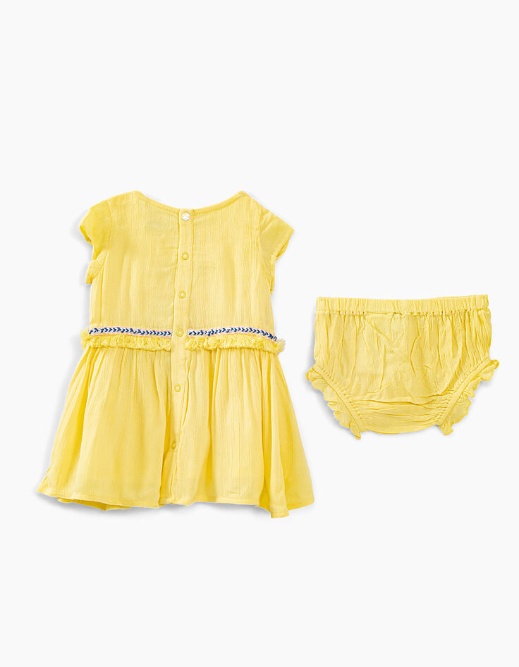 Robe 2 en 1 jaune clair avec bloomer bébé fille-2 Robe 2 en 1 jaune clair avec bloomer bébé fille-2