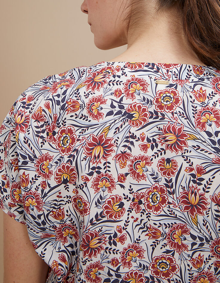 Top blanc cassé imprimé floral I.Code-1