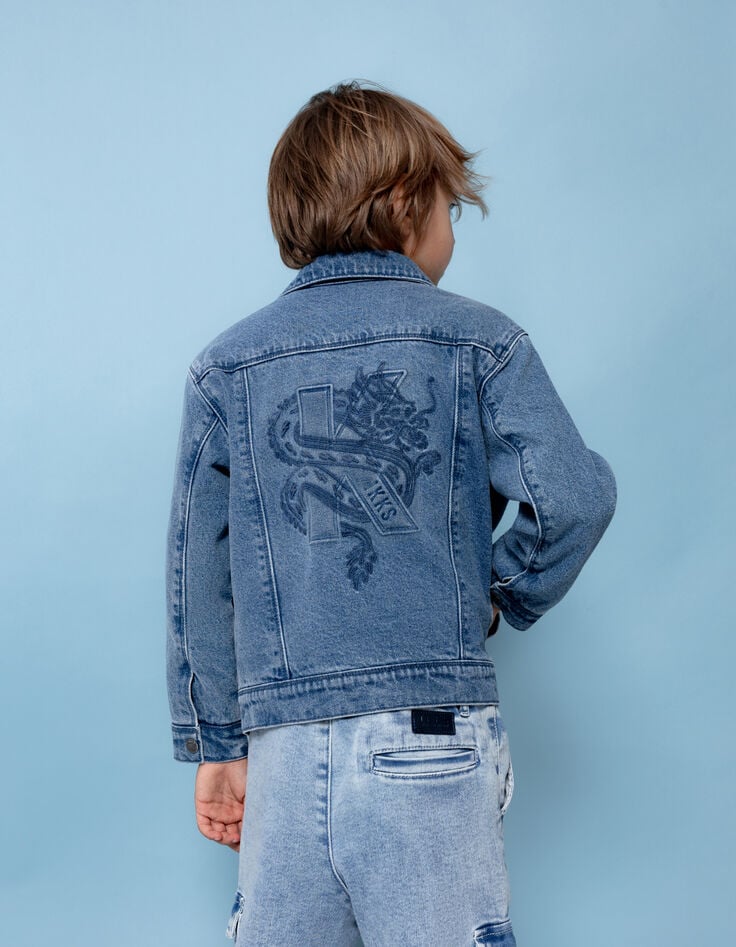 Blouson en jean bleu capuche amovible garçon-3 Blouson en jean bleu capuche amovible garçon-3