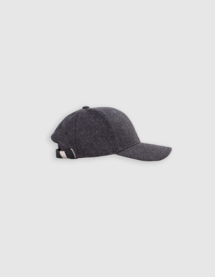 Anthracite wool cap with embroidered logo for men-6