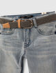 Jean slim bleu avec ceinture tressée garçon-9