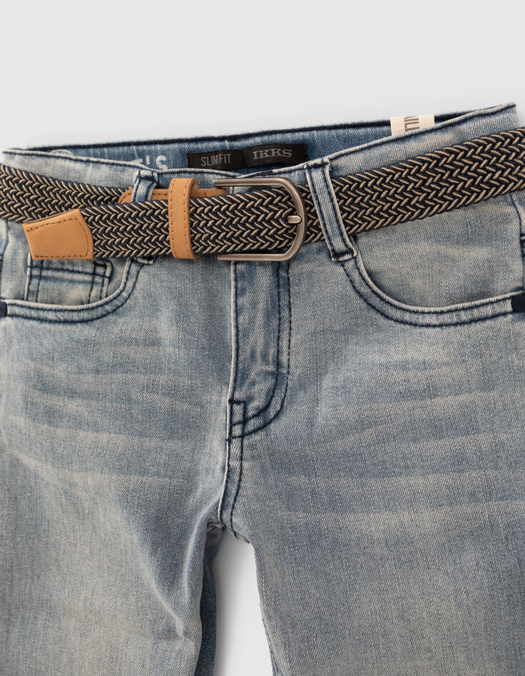 Jean slim bleu avec ceinture tressée garçon-9