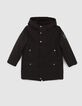 Schwarzer Jungen-Parka mit Kapuze mit Steppfutter-1