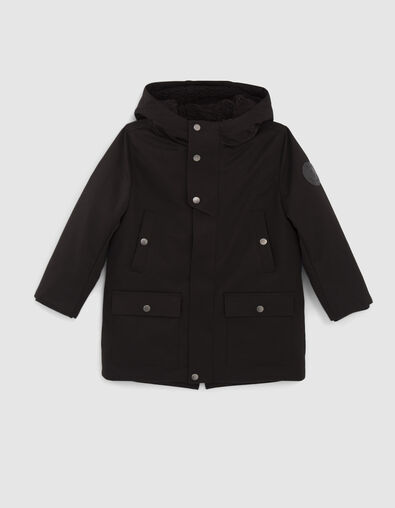 Schwarzer Jungen-Parka mit Kapuze mit Steppfutter - IKKS