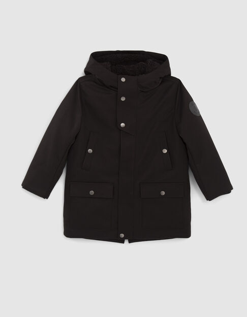 Parka noire à capuche doublure matelassée garçon - IKKS