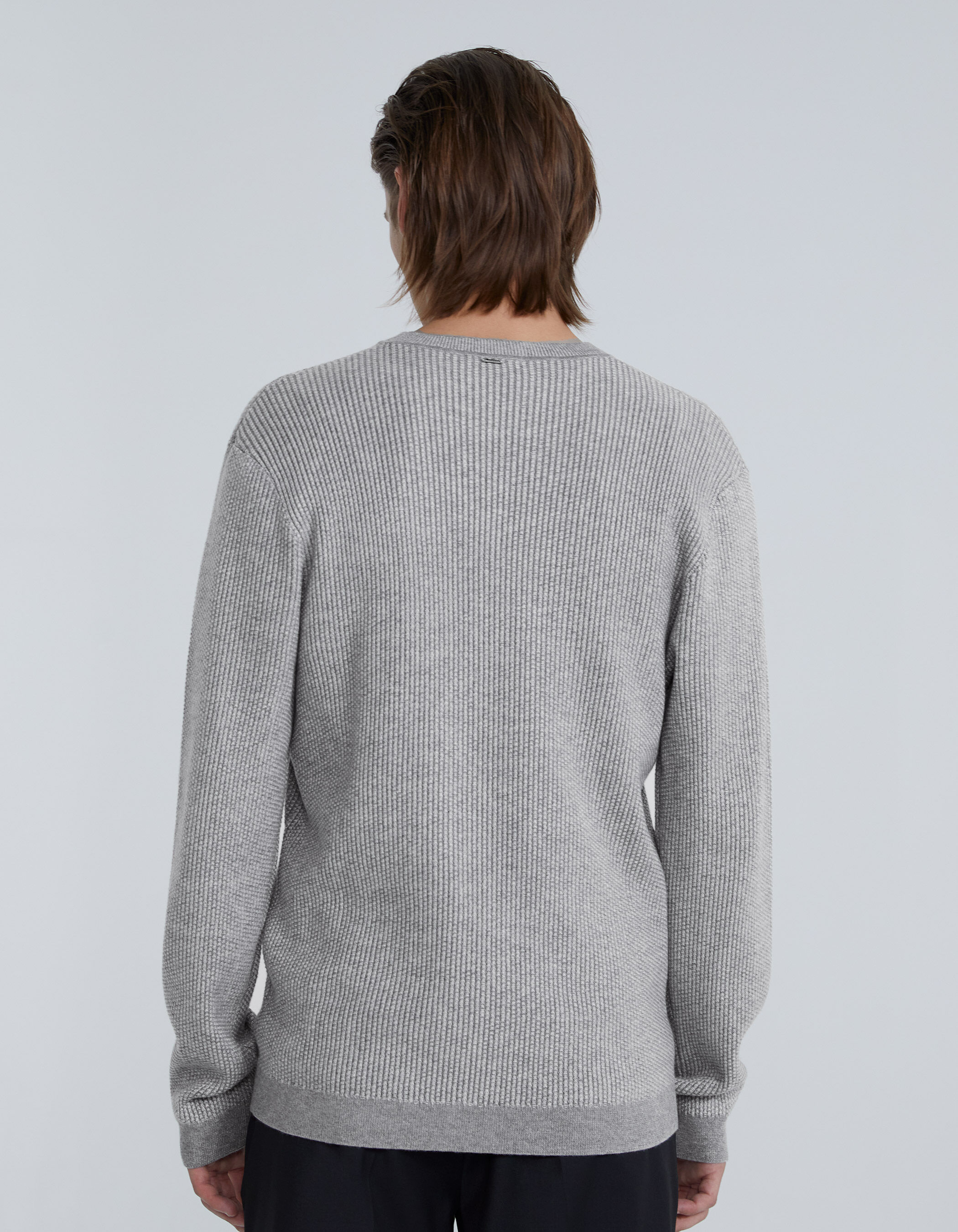 Men s grey waffle knit sweater