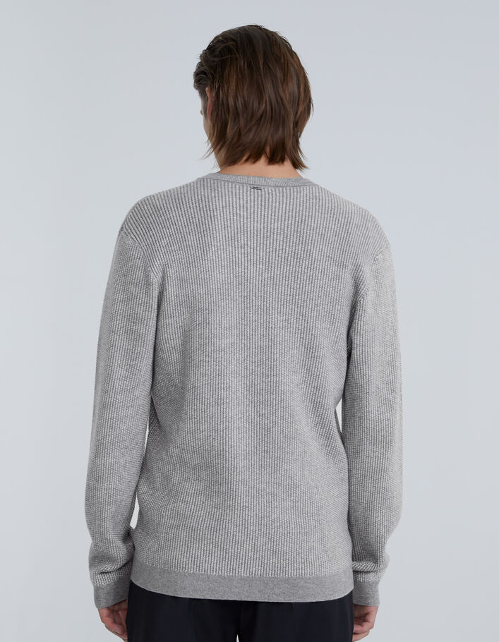 Men’s grey waffle knit sweater-2
