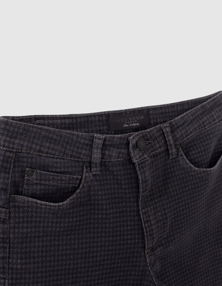 Women’s grey houndstooth motif slim jeans-6 Women’s grey houndstooth motif slim jeans-6