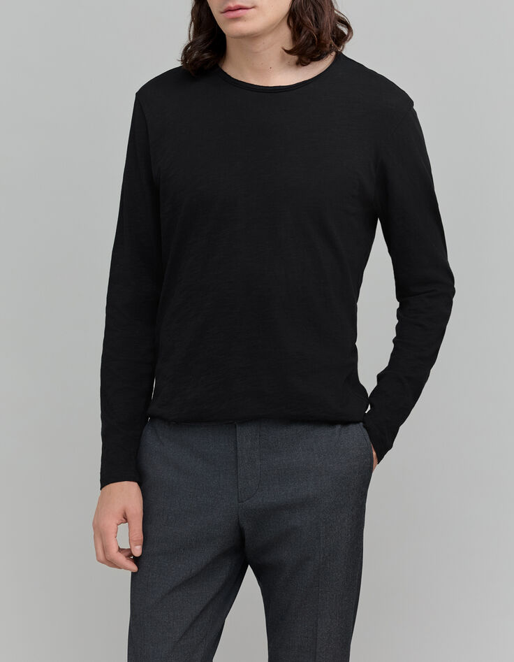 Schwarzes Herrenshirt aus Baumwollmodal-2 Schwarzes Herrenshirt aus Baumwollmodal-2