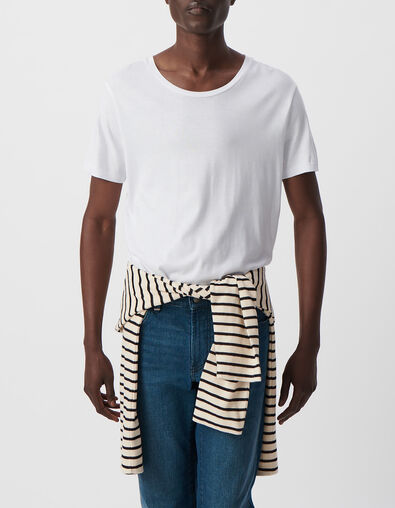 Men&rsquo;s white cotton modal t-shirt - IKKS